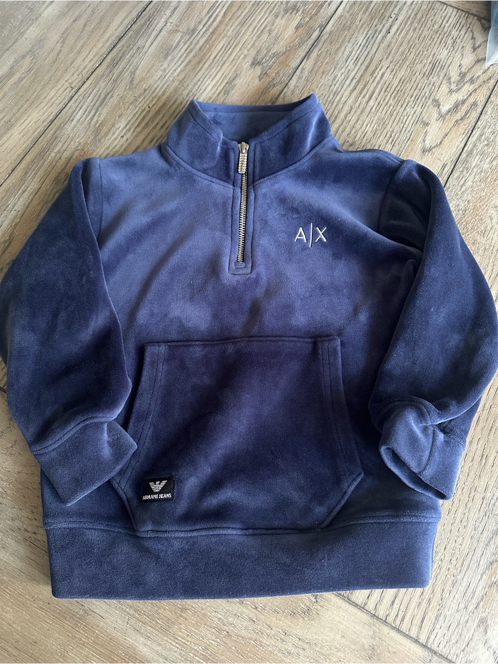 A|X Armani Exchange Vintage Youth Velour Quarter-Zip Pullover - Size 24M